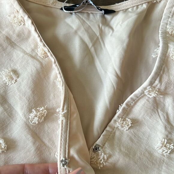 BTFBM V Neck Wrap Ruffle Sleeve Swiss Dot Bohemian Ruffle Beach Party Dress - Picture 8 of 12